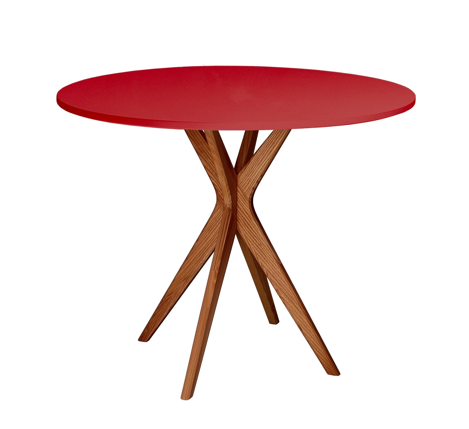 Jubi Rundt Spisebord 90cm - Rød Pure Red med Egetræ