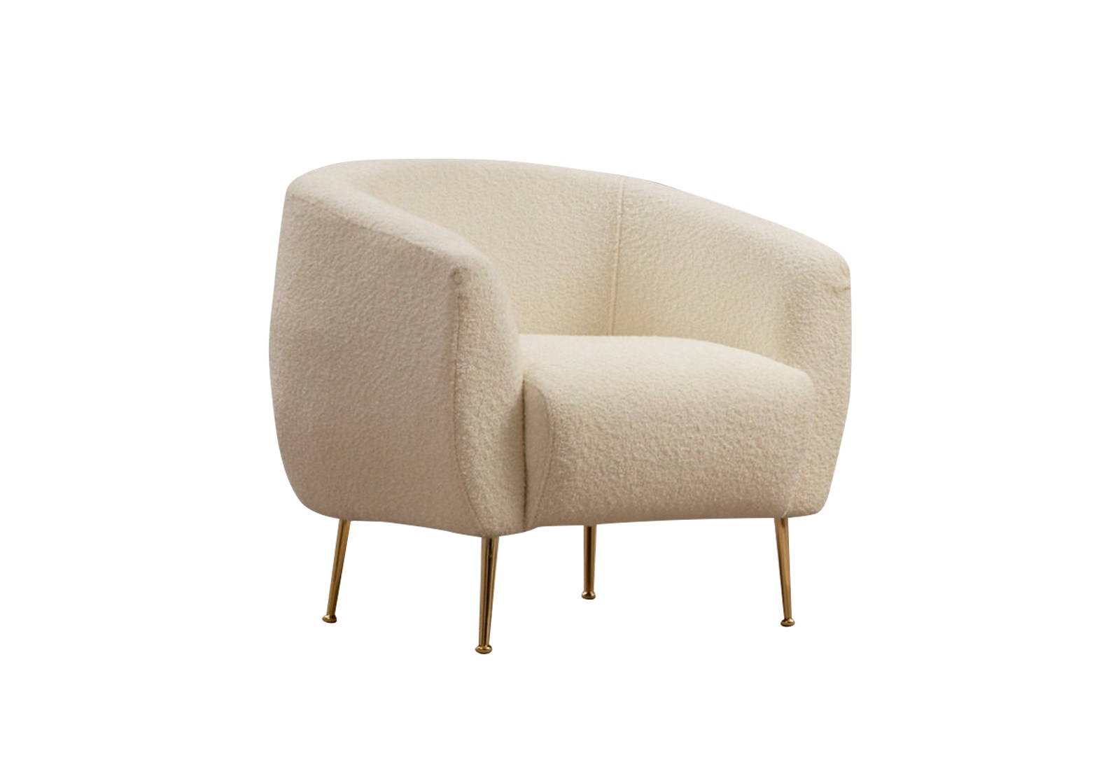 Elegant Lænestol i Creme Boucl med Guld Metal - Black Friday!