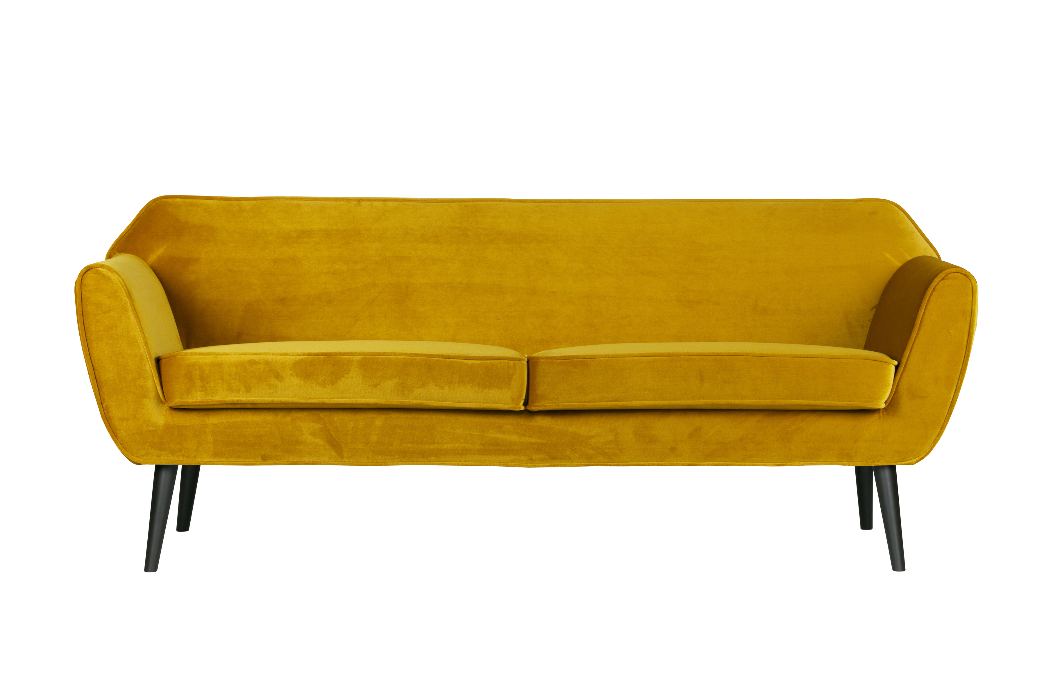 Stilfuld Sort Rocco Sofa i Okker Fløjl fra Woood