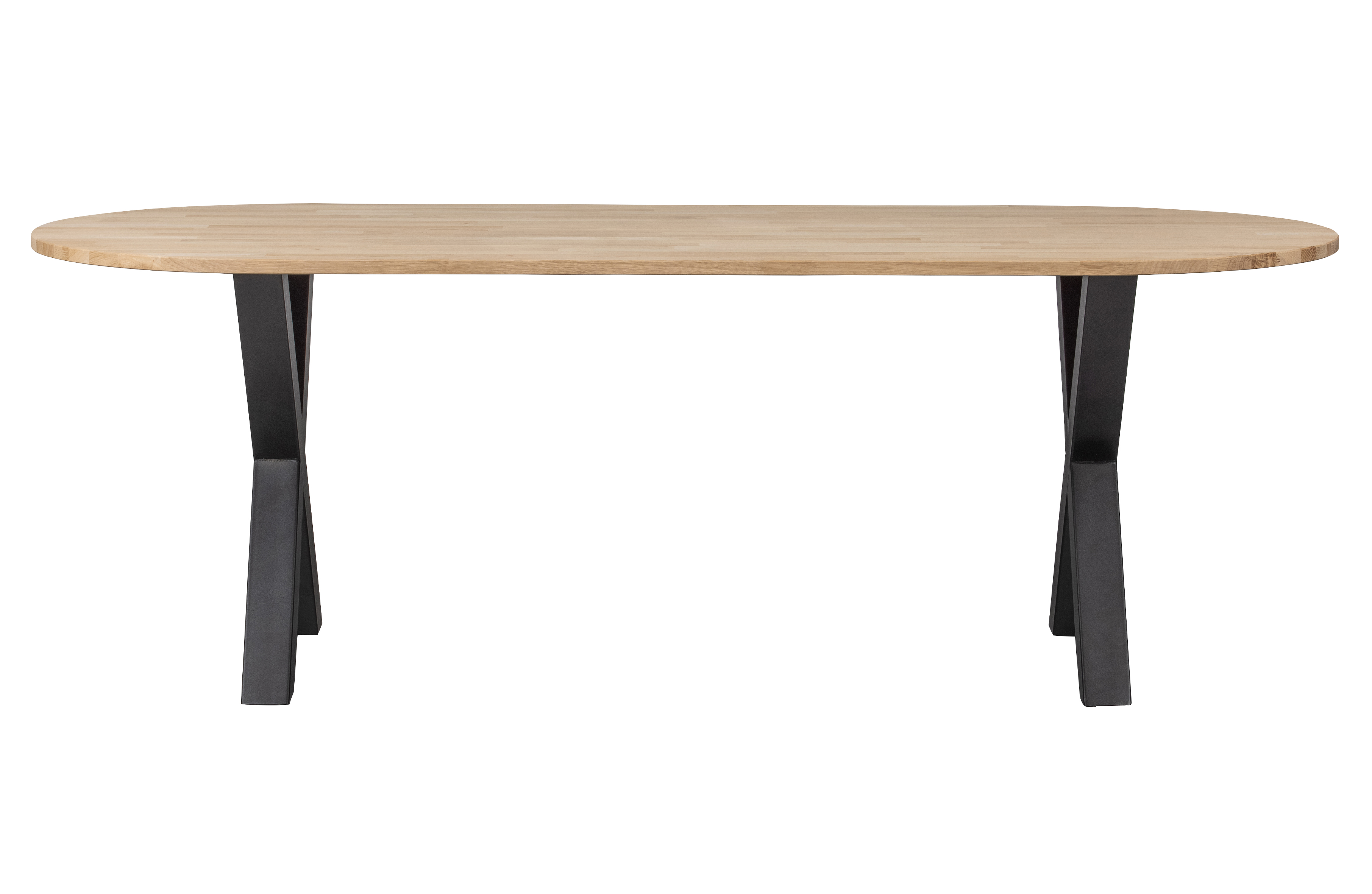Sort Tablo Oval Natur Stål 220x90 Woood Spisebord - 8714713147496