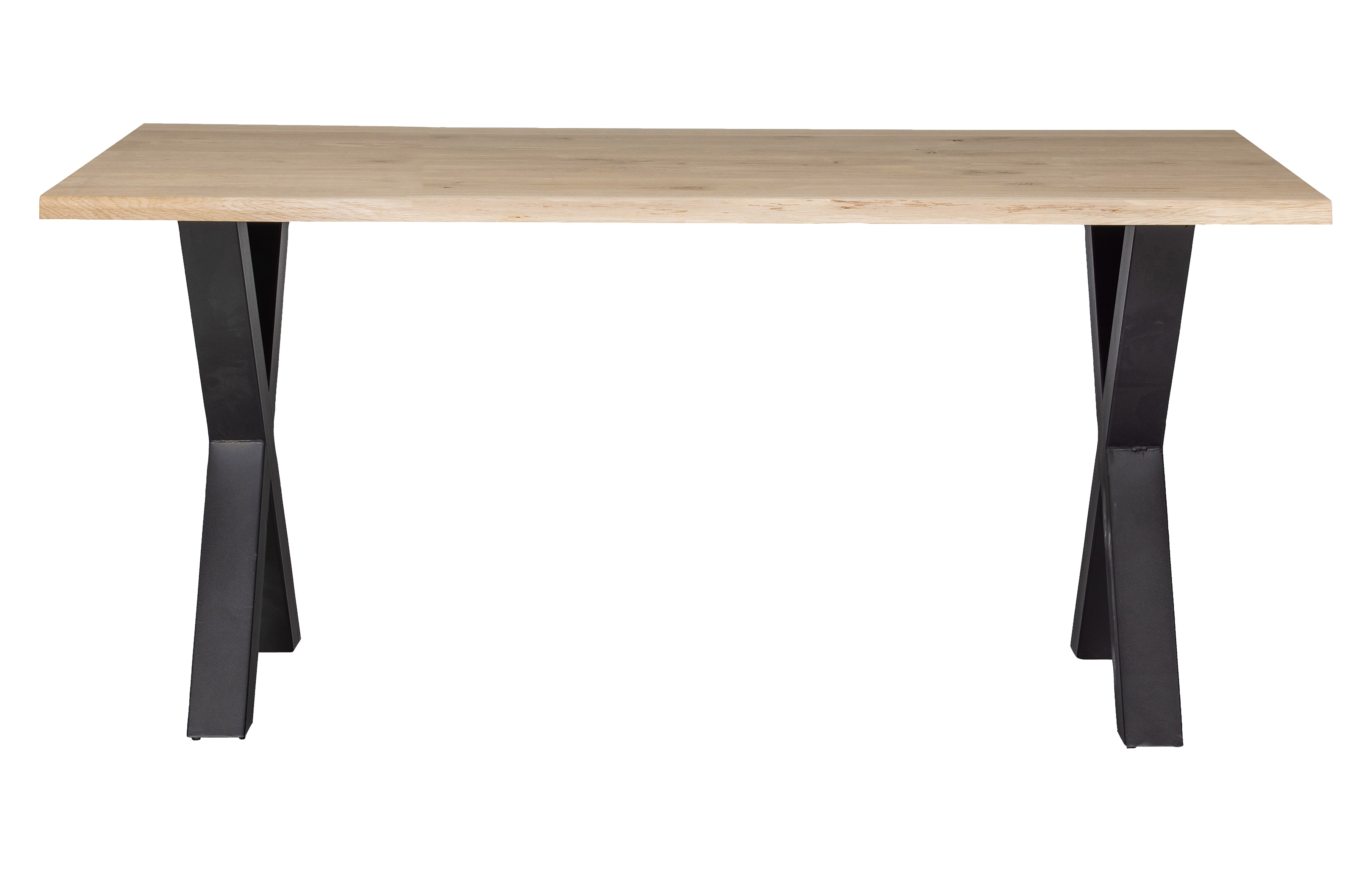 Rektangulært Spisebord i Naturtræ med Sort Stål - 180x90