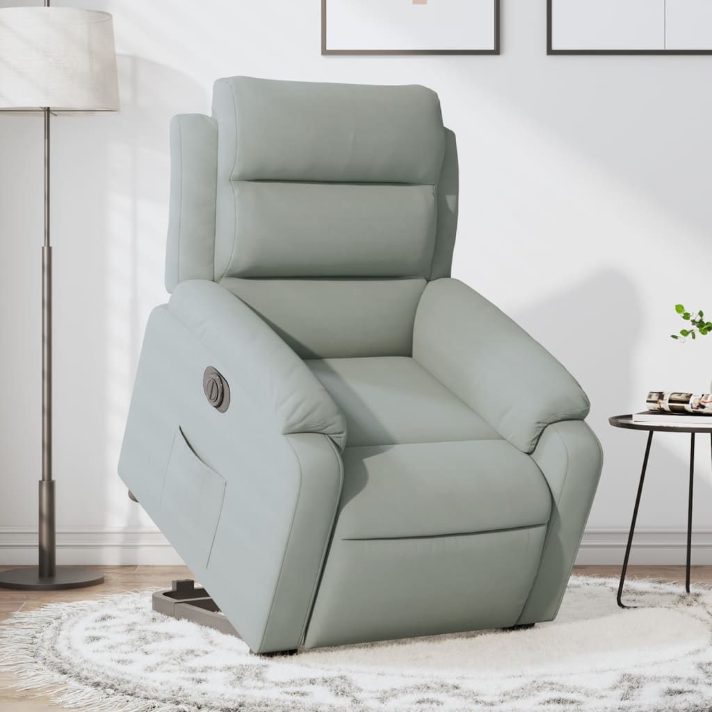 Eldrevet Med Løftefunktion Velour Lysegrå Vidaxl Lænestol - 8721012168107
