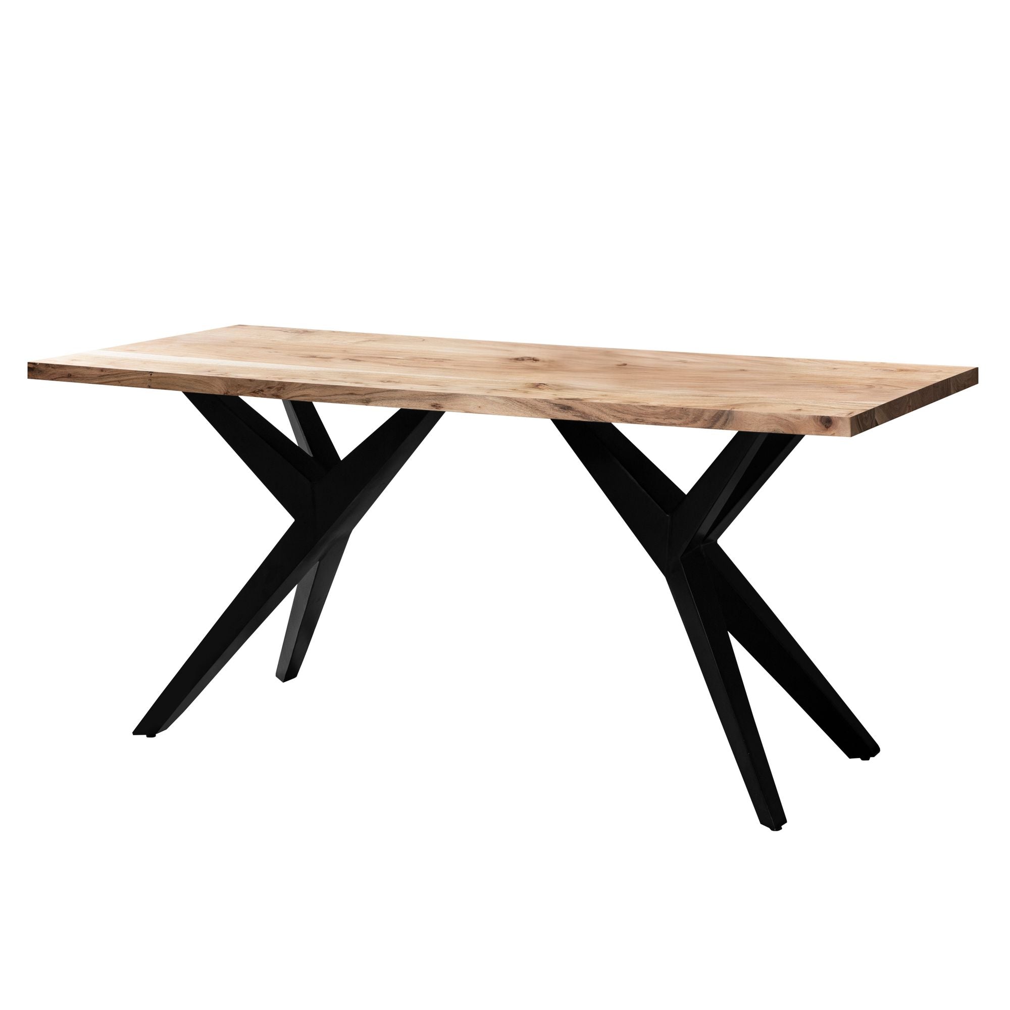 Massivt Akacietræ Køkkenbord med Metalben - Loftstil