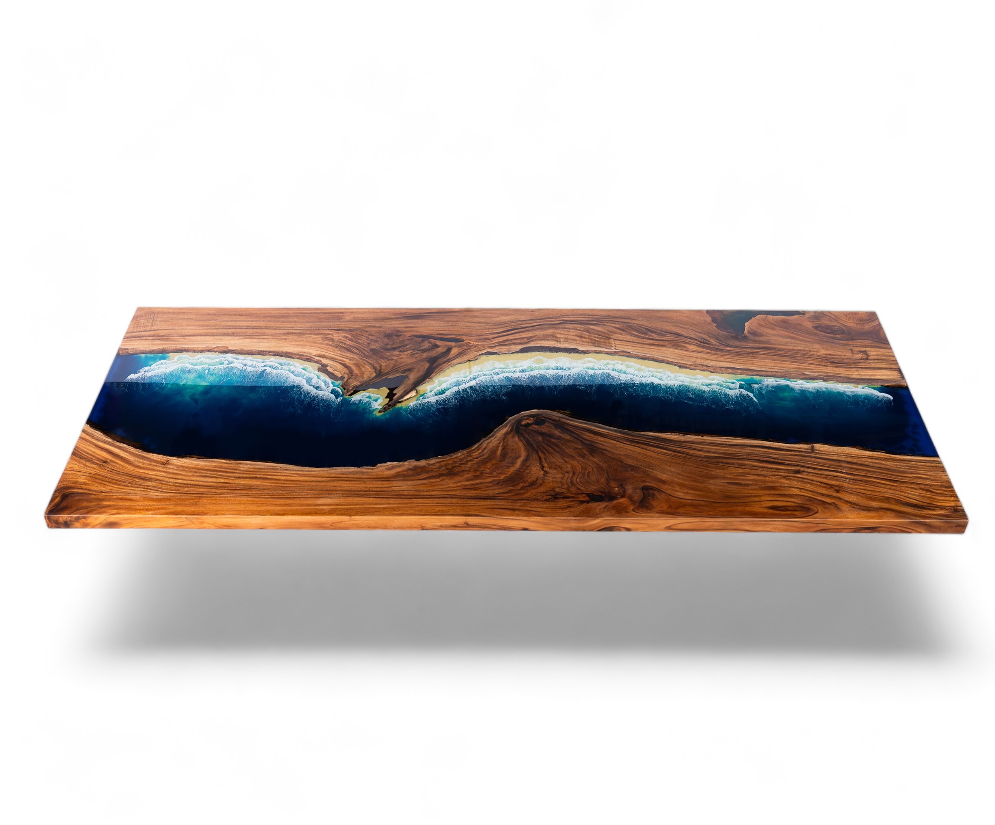 Unikt Epoxy Spisebord - Beachyriver 250x100cm, Gratis levering