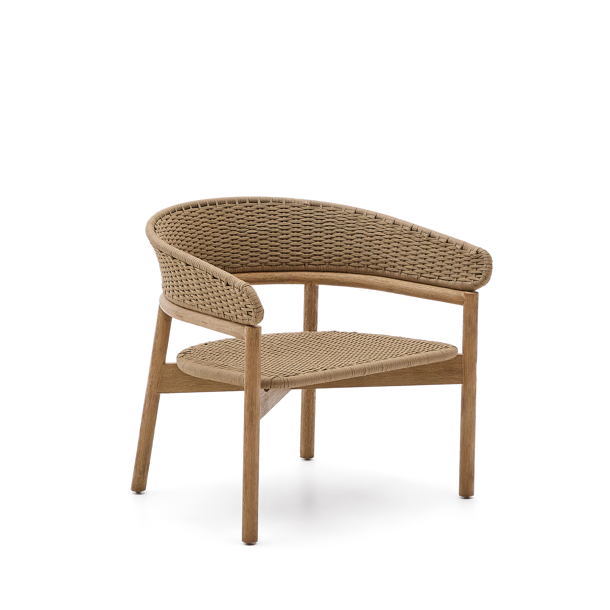 Natur Arinella Udendørs Armlæn Akacietræ Beige Tovsnor Kave Home Lænestol - 8433840983608