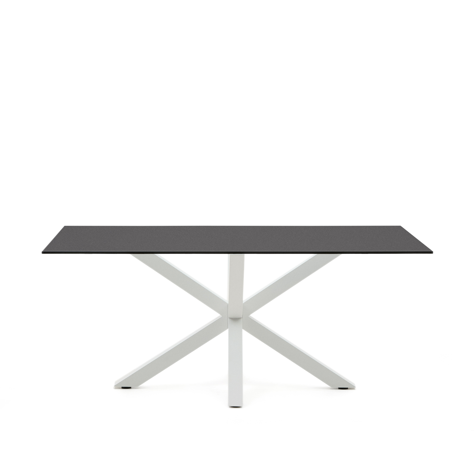 Hvid Argo Rektangulær Matteret Sort Glas Stål 180x100 Kave Home Spisebord - 8433840272122