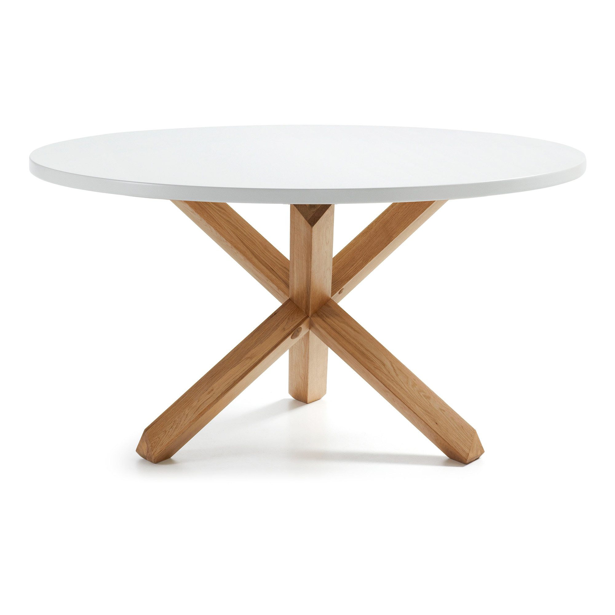 Elegant Rundt Spisebord i Hvid MDF og Egetræ