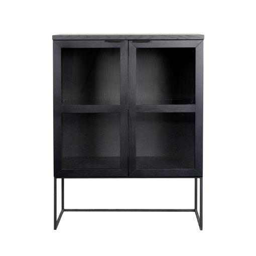 Elegant Sort Everett Vitrineskab med Glaslåger - Stilfuldt Design