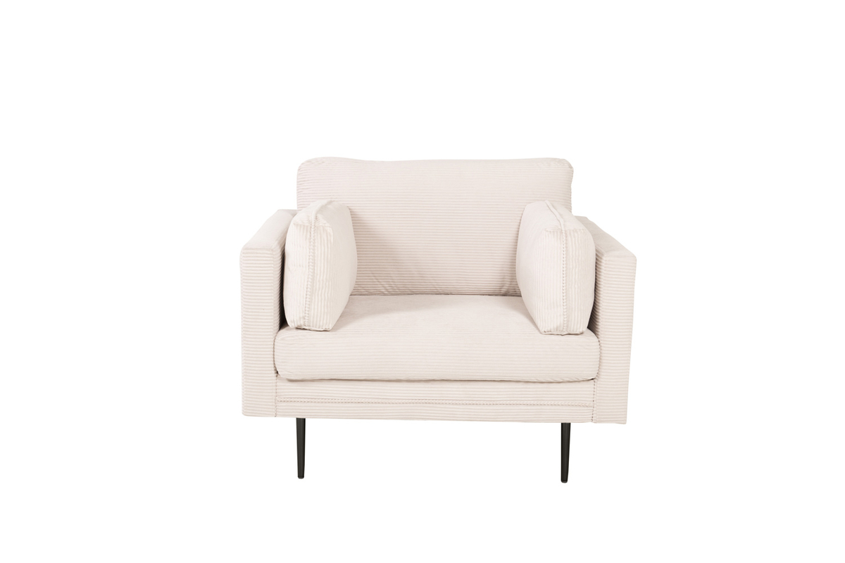 Sort Boom Armlæn Beige Fløjl Stål Venture Design Lænestol - 7340220859136
