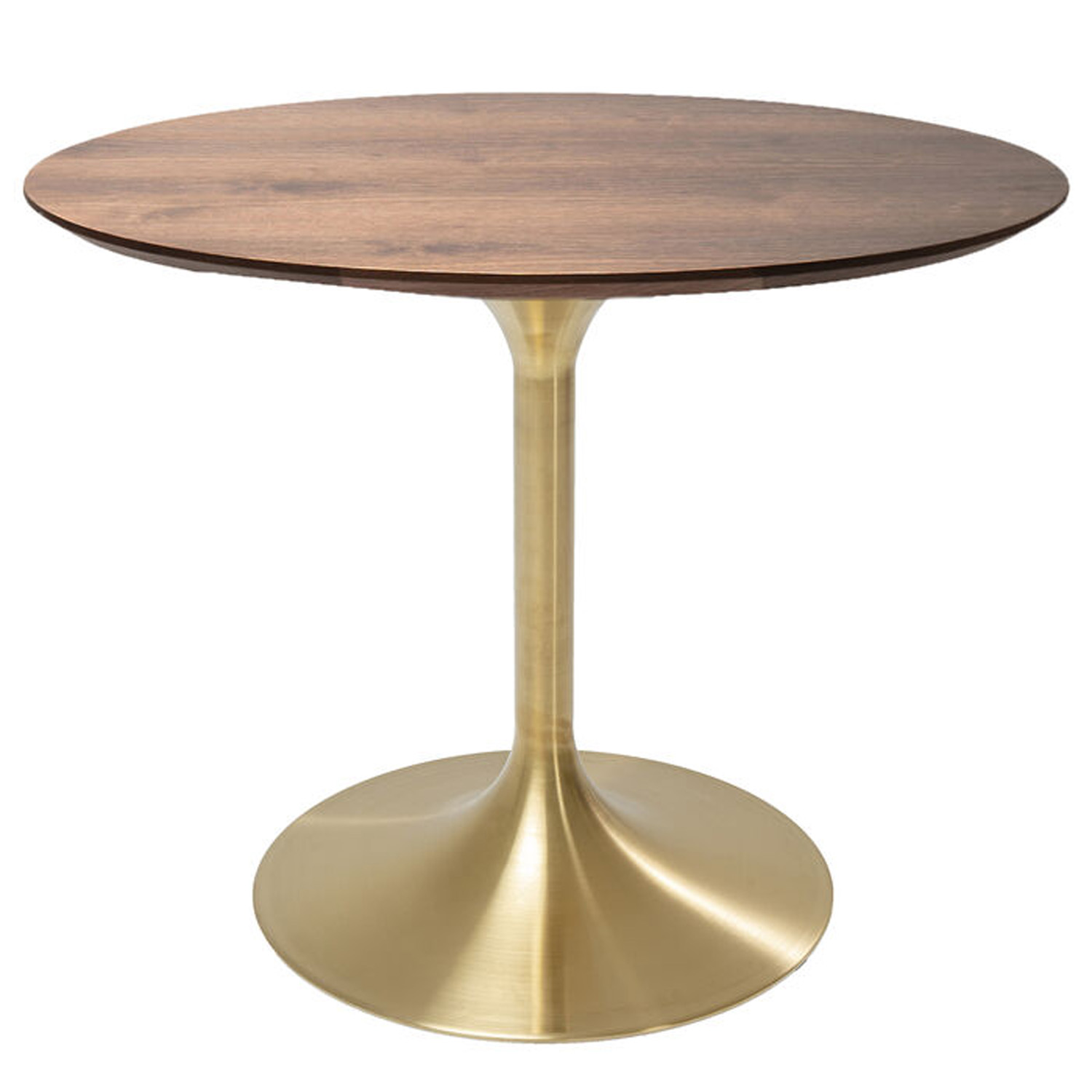 Brun Invitation Set Walnut Brass Rund Valnøddefinr Messing Stål Ø90 Kare Design Spisebord - 4025621859574