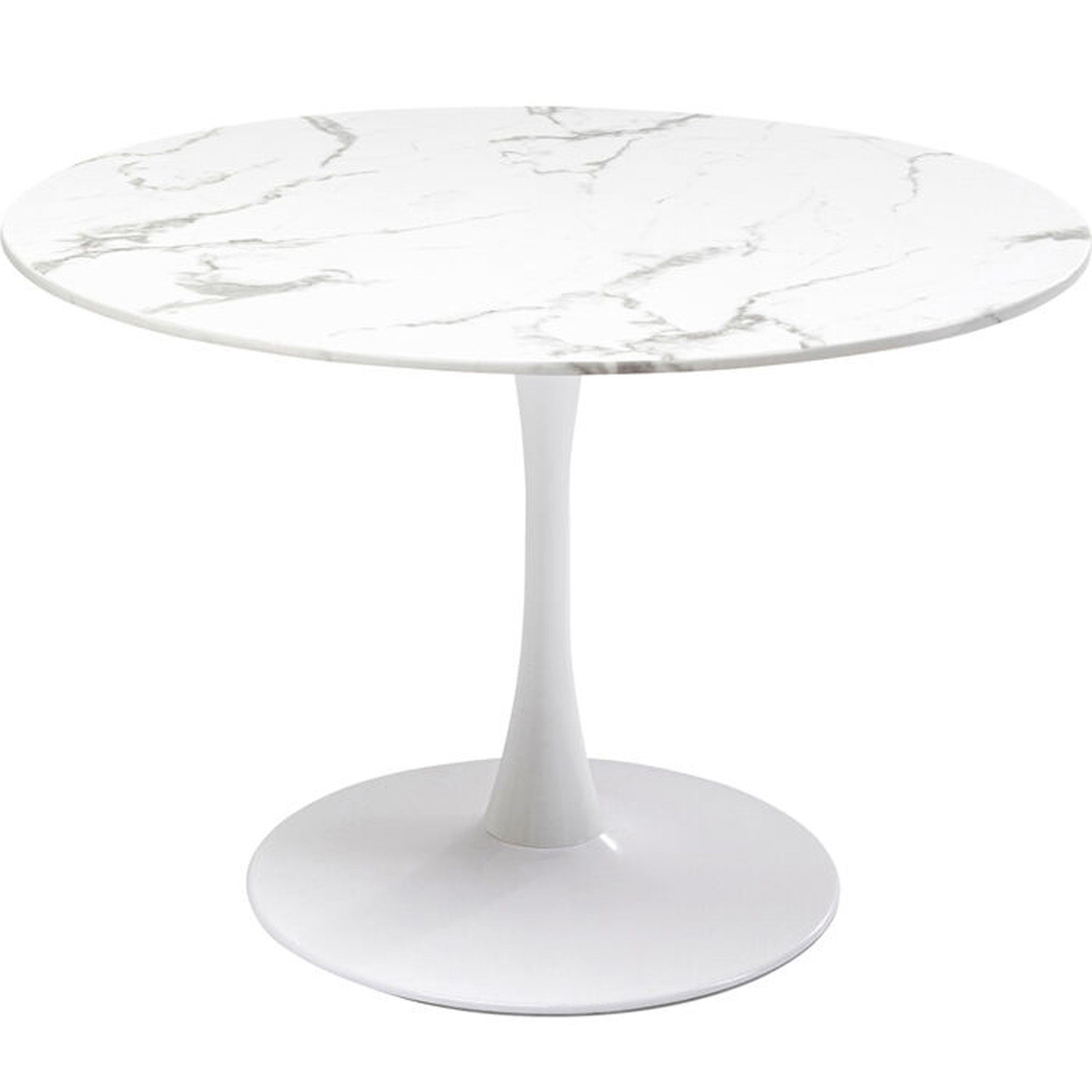 Elegant Veneto Marble White Rundt Spisebord i Hvid Stål