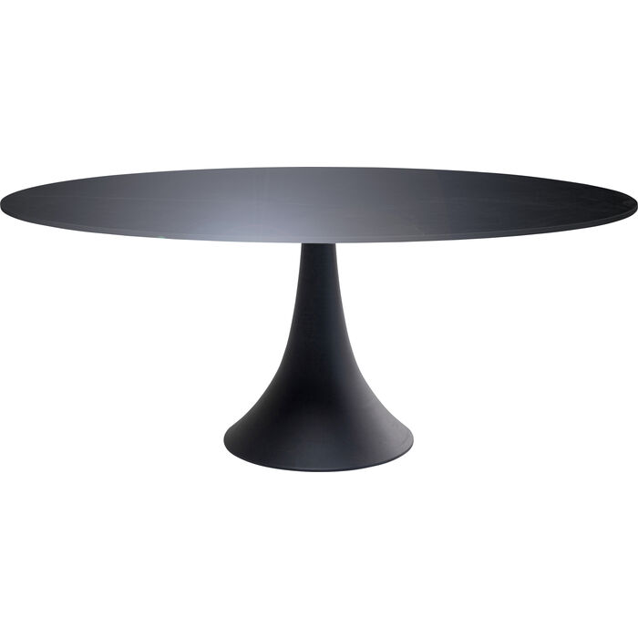 Elegant Ovalt Spisebord i Sort Keramik og Aluminium