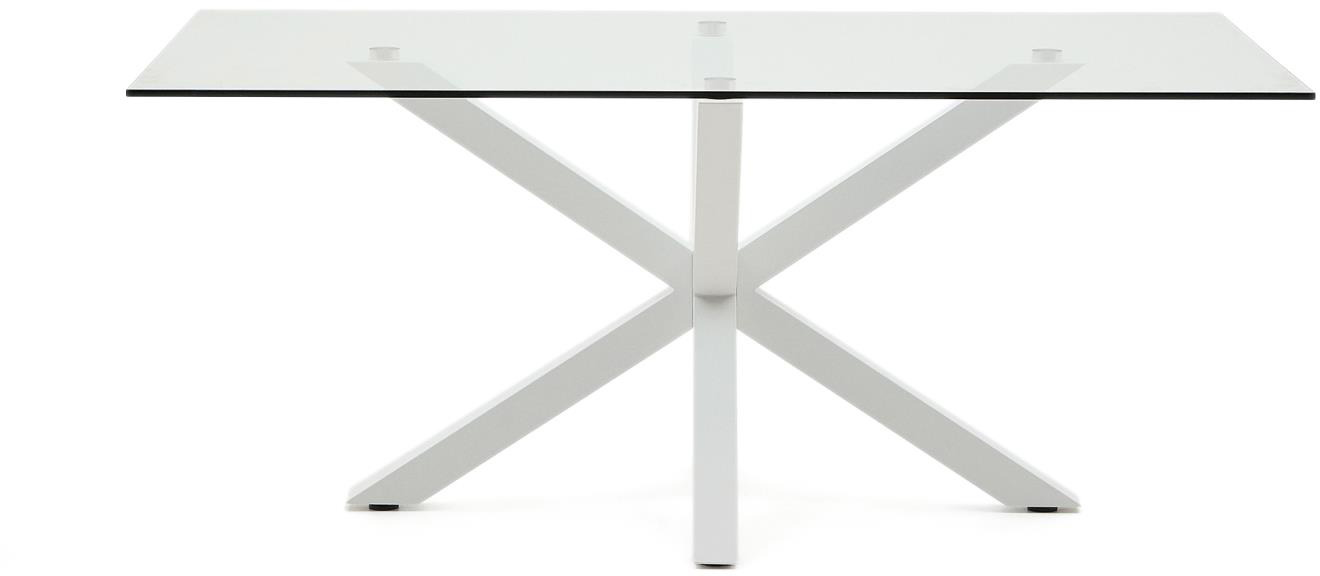 Elegant Hvid Argo Spisebord i Hærdet Glas og Stål 180x100