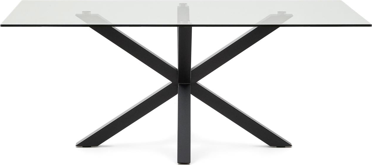 Sort Argo Spisebord 200x100 cm – Elegant Hærdet Glas & Stål