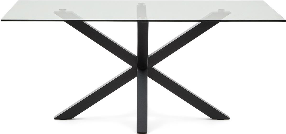 Sort Argo Spisebord 180x100 cm – Elegant Hærdet Glas & Stål