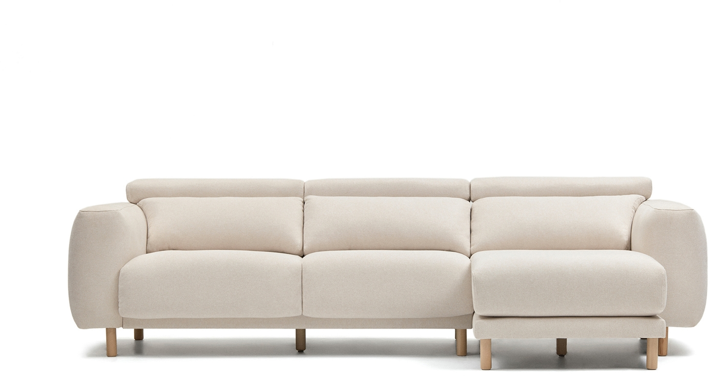 Hvid Polstret Chaiselong Singa Højrevendt Rå Ecru 296x180x98 Kave Home Sofa - 8433840742564