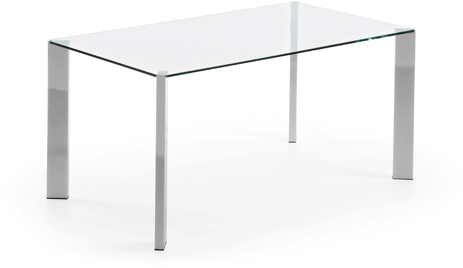 Klar/Sølv Spot Klart Hærdet Glas Bord Med Forkromet Stel 162x92 Kave Home Spisebord - 8433840271866