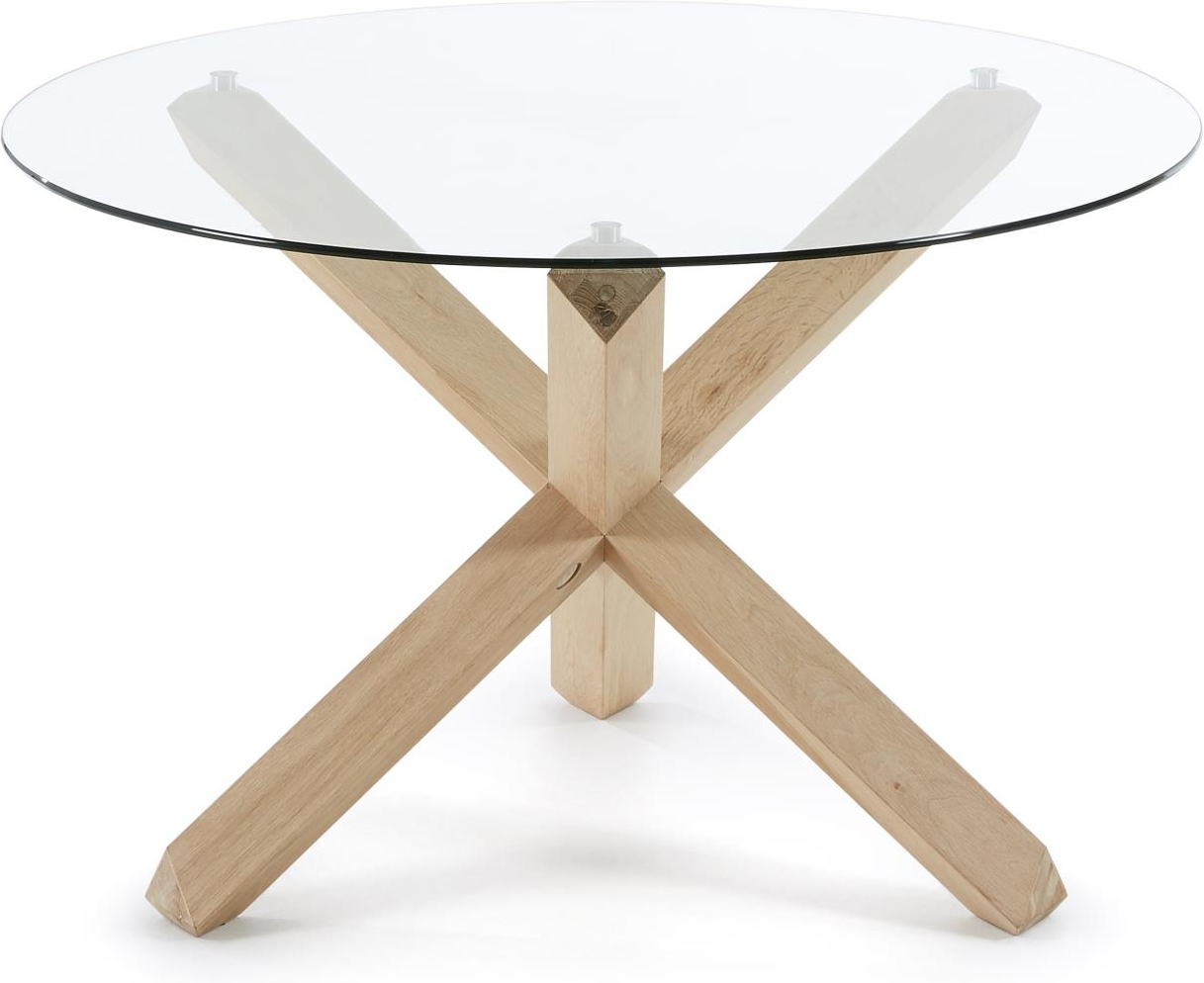 Lotus Spisebord Ø120 Hærdet Glas & Egetræ - Nordisk Design