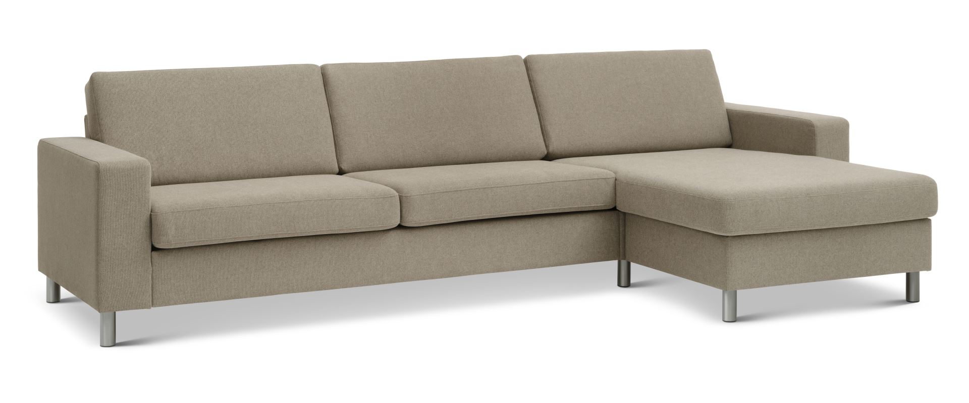 Beige Chaiselongsofa i Antelope Polyester med Aluminium Ben