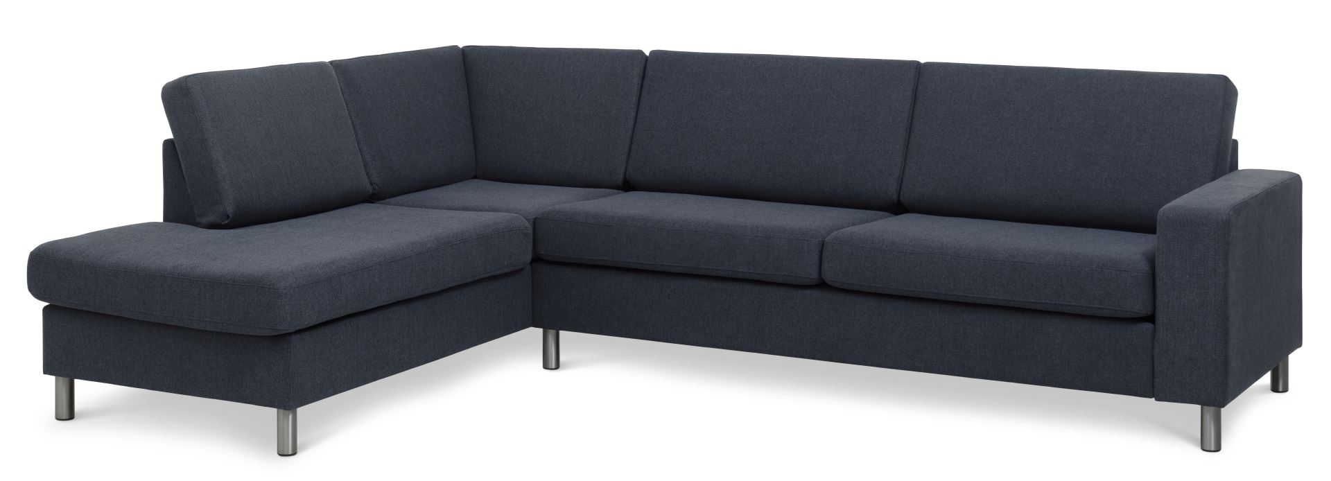 Blå U-sofa med Chaiselong – Ideel til Familier!