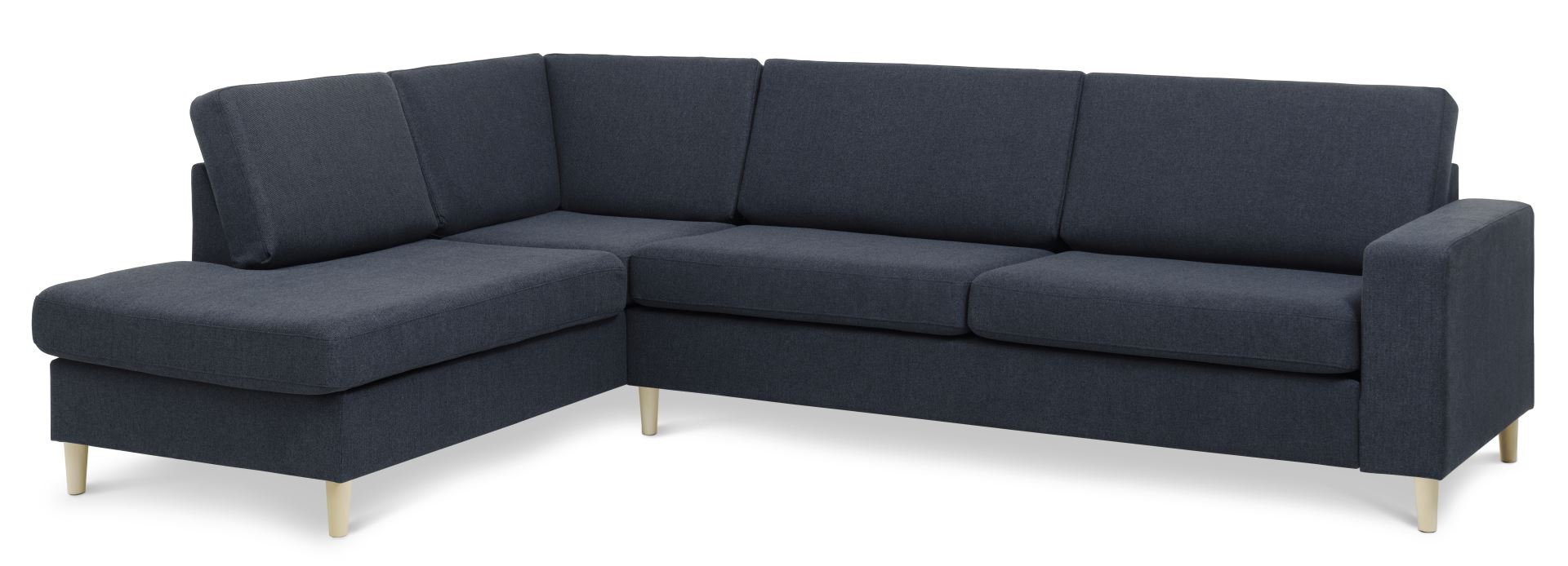 Blå U-sofa med Chaiselong i Polyester - Fantastisk Tilbud!