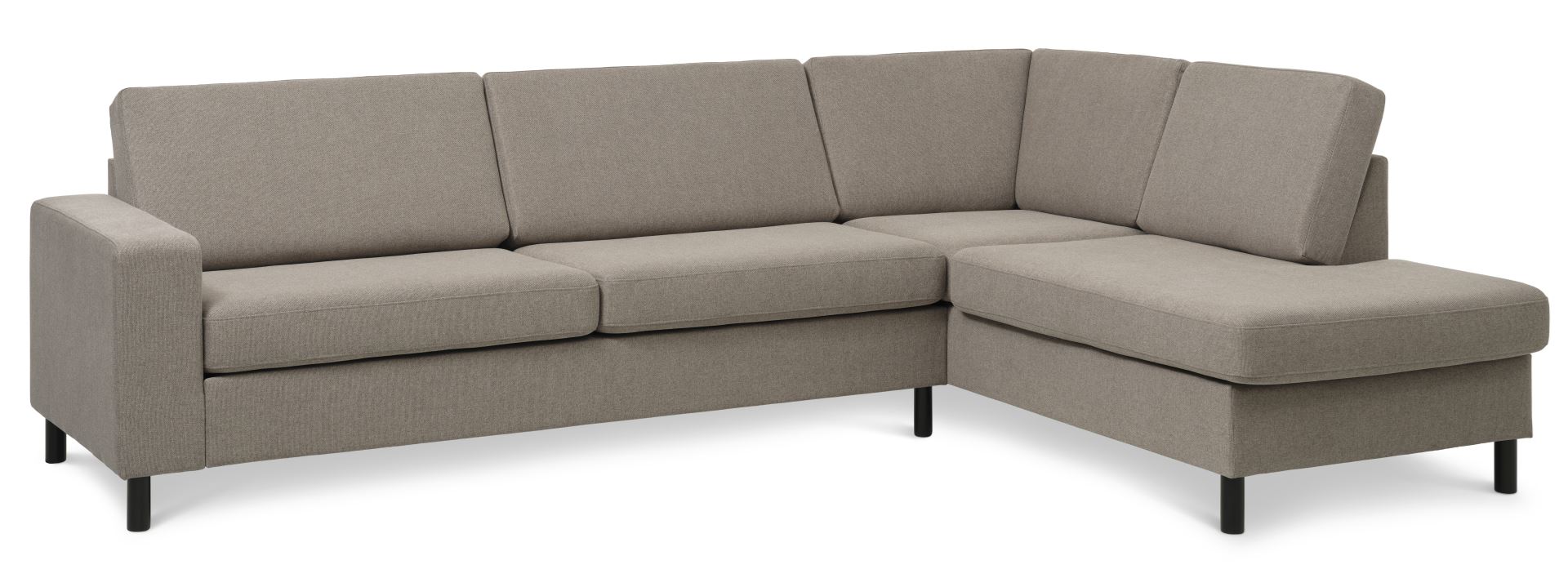 Sort U-sofa med Chaiselong i Antelope Beige Polyester