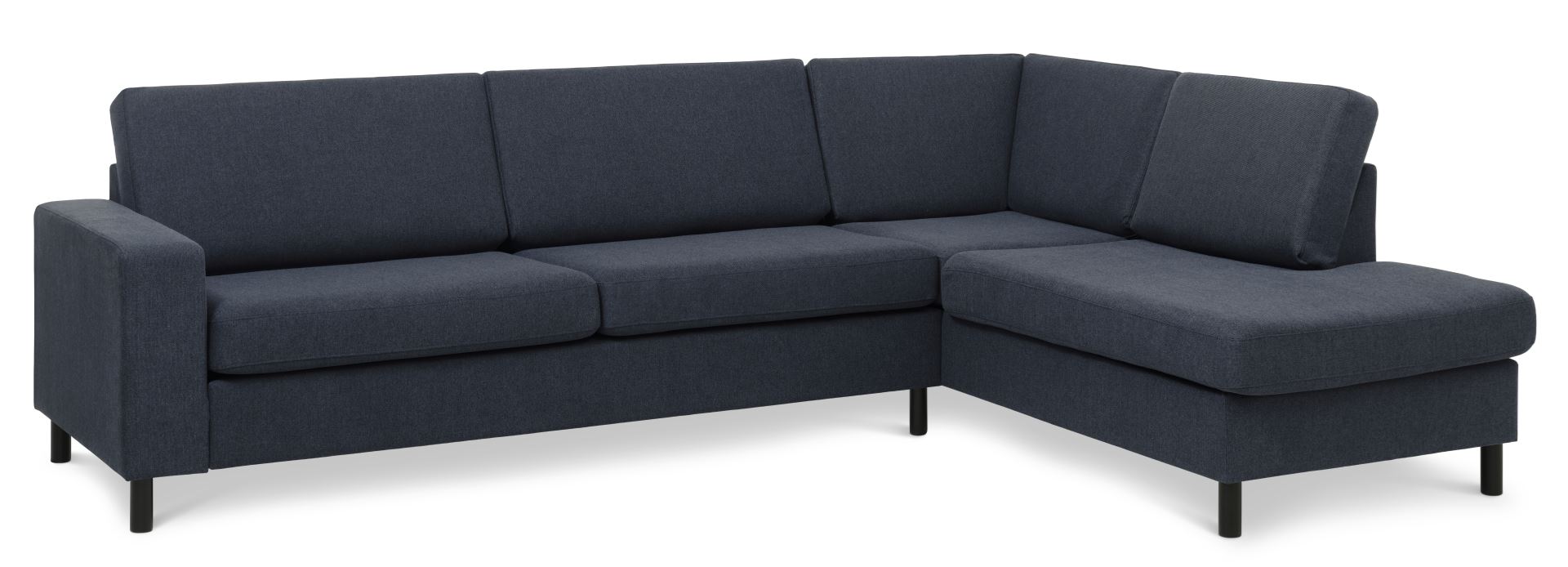 U-sofa med Chaiselong i Blå Polyester og Sort Træ