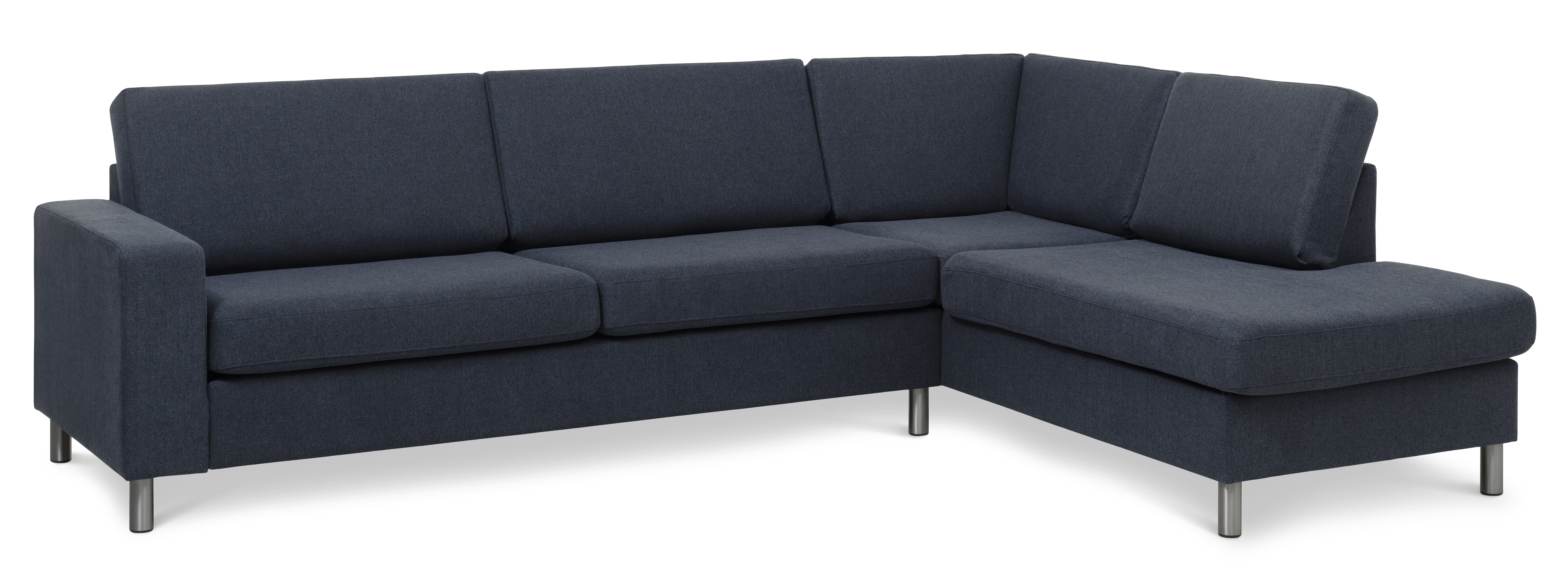 Blå U-sofa med chaiselong i moderne design