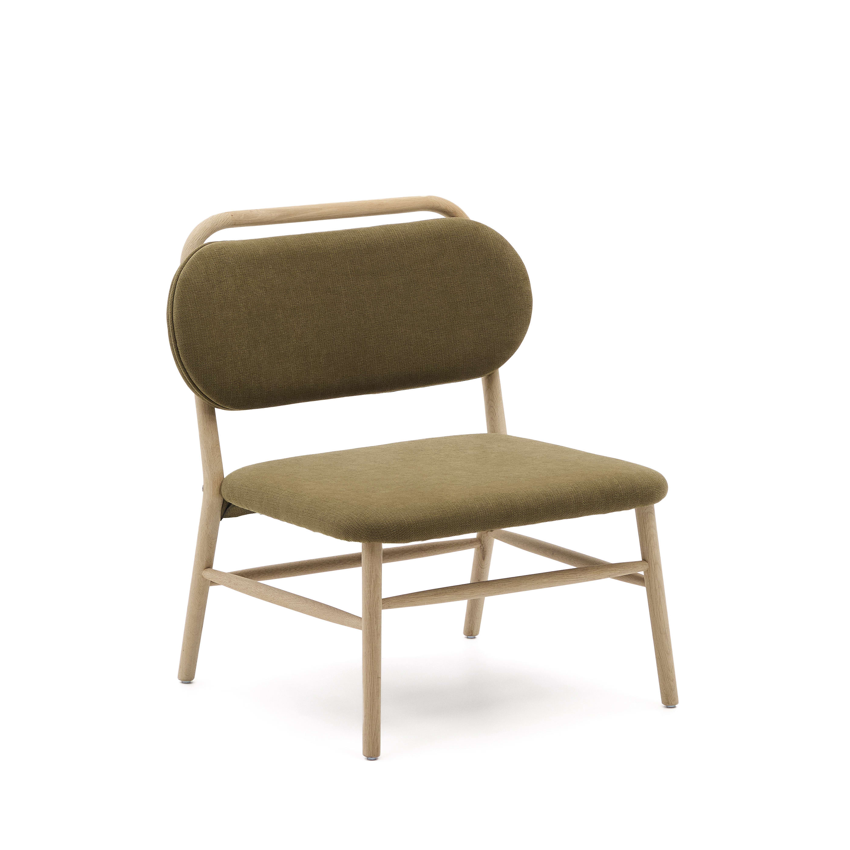 Grøn Helda Chenille Natur Egetræ Kave Home Lænestol - 8433840938653