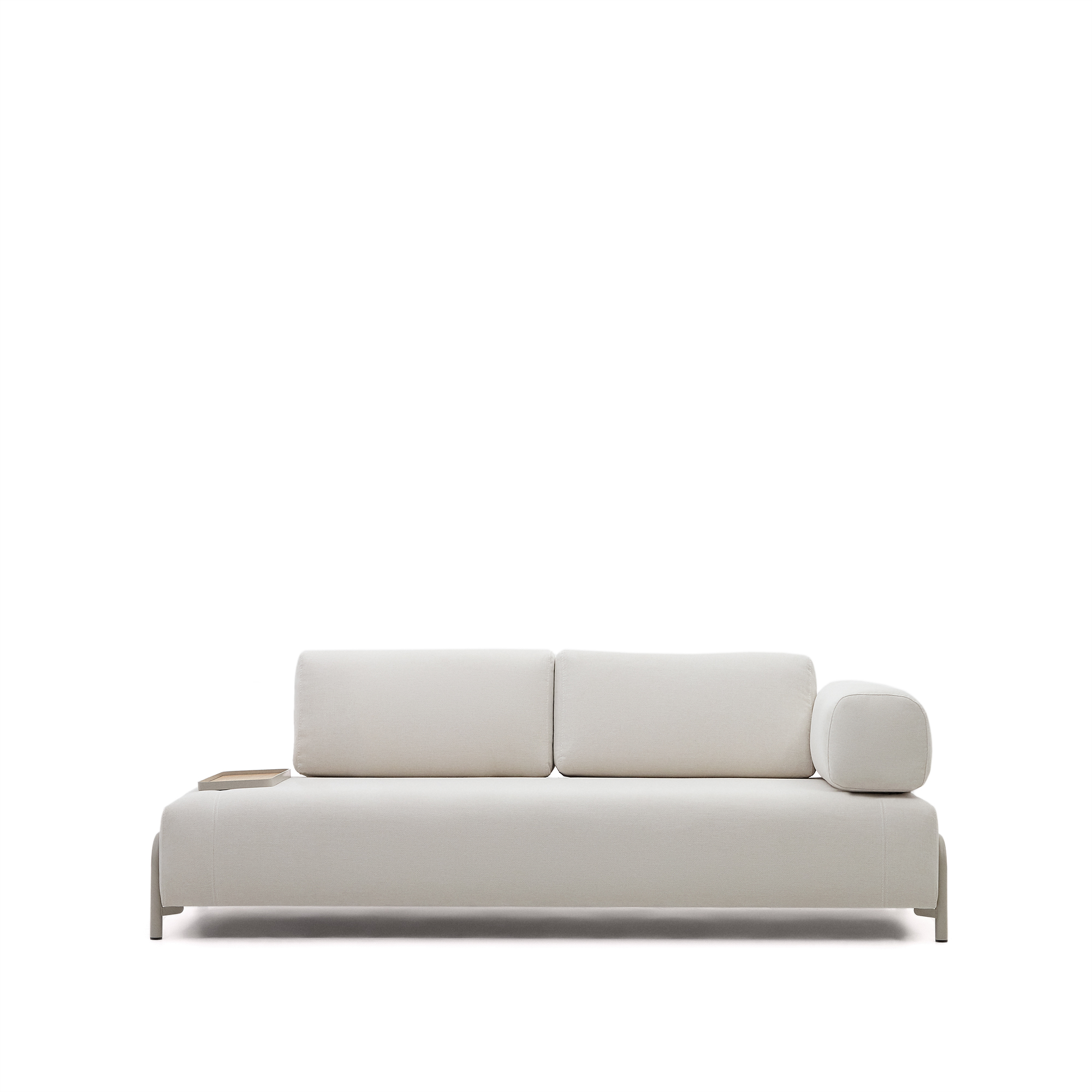 Beige Compo Pers Lille Bakke Chenille Med Grå Metalstruktur 232cm Kave Home Sofa - 8433840877631