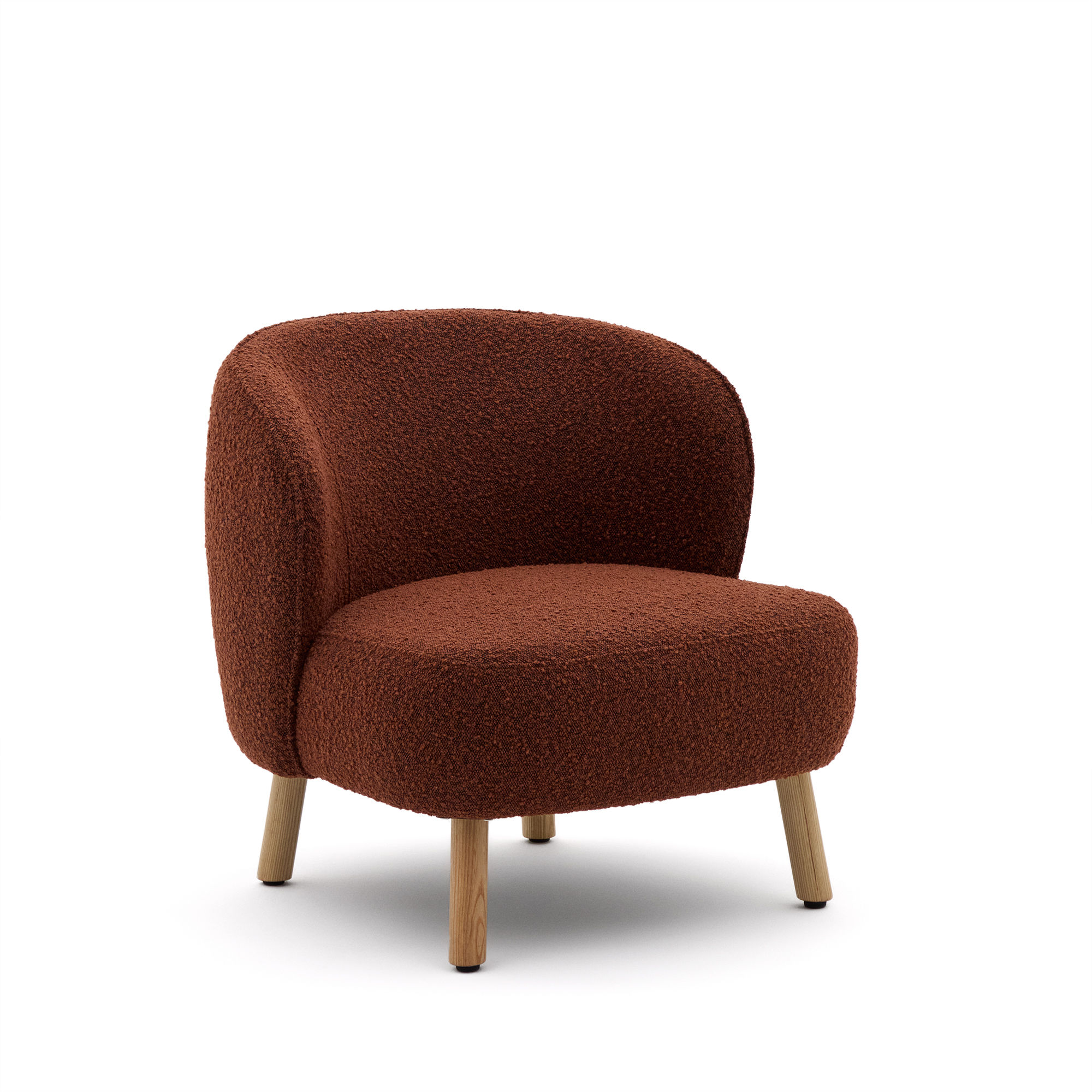 Ulit Terracotta Boucl Stof Natur Bøgetræ Kave Home Lænestol - 8433840958798