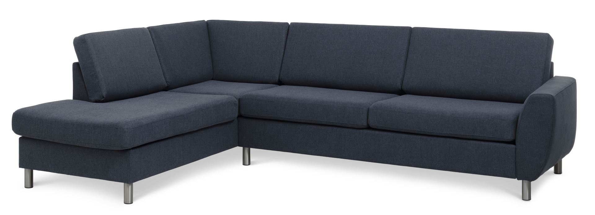 Blå Wendy U-sofa med Chaiselong i Polyester og Aluminium