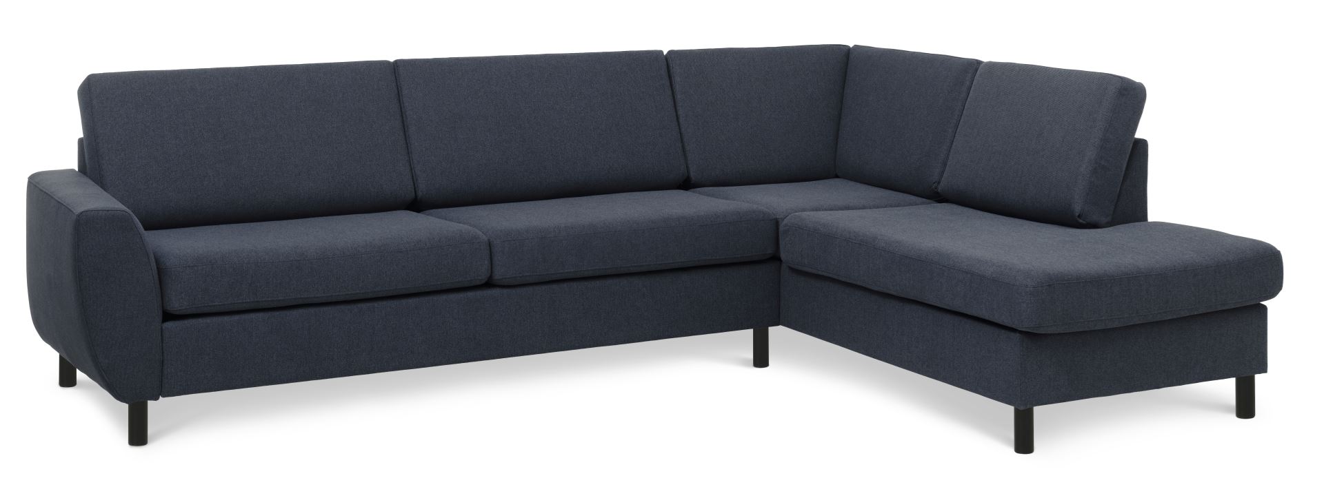 Elegant U-sofa med chaiselong i blå polyester - perfekt til hygge!