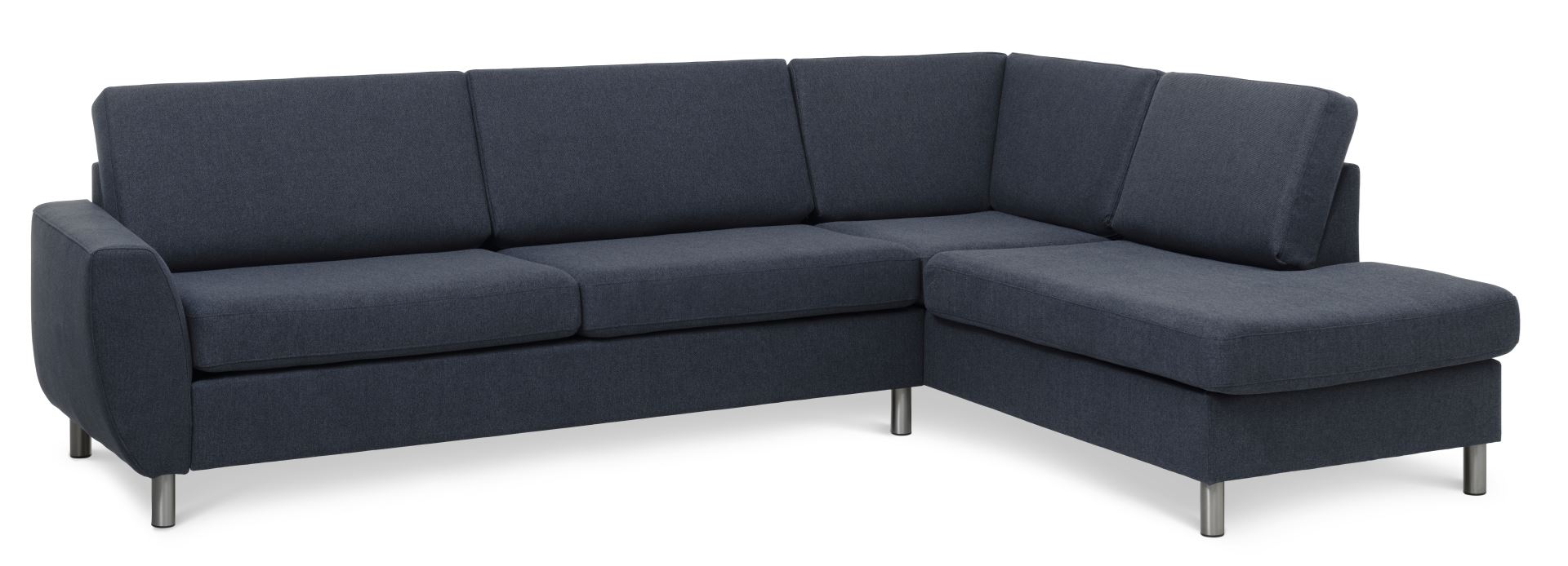 Blå Wendy Set Right Chaiselong Polyester Stof Børstet Aluminium Lexpo Living Sofa - 5715249013692