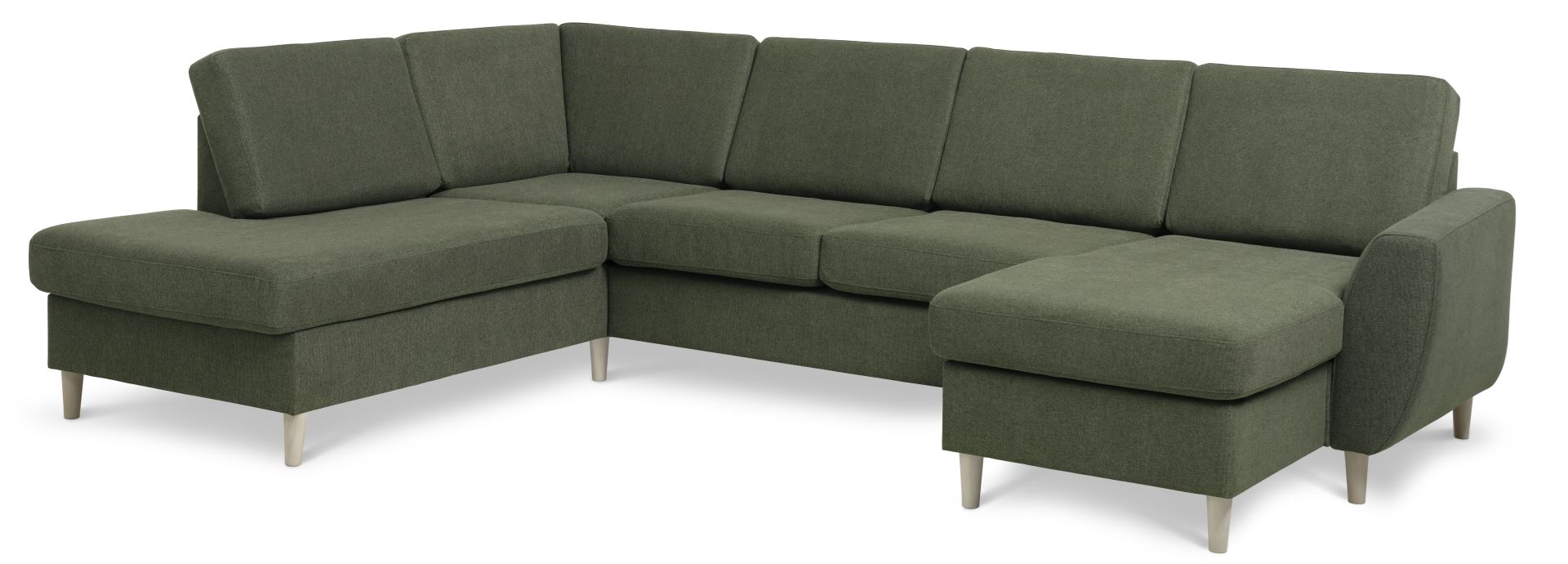 Grøn Wendy U-sofa med Chaiselong i Vinter Mosgrønt Stof