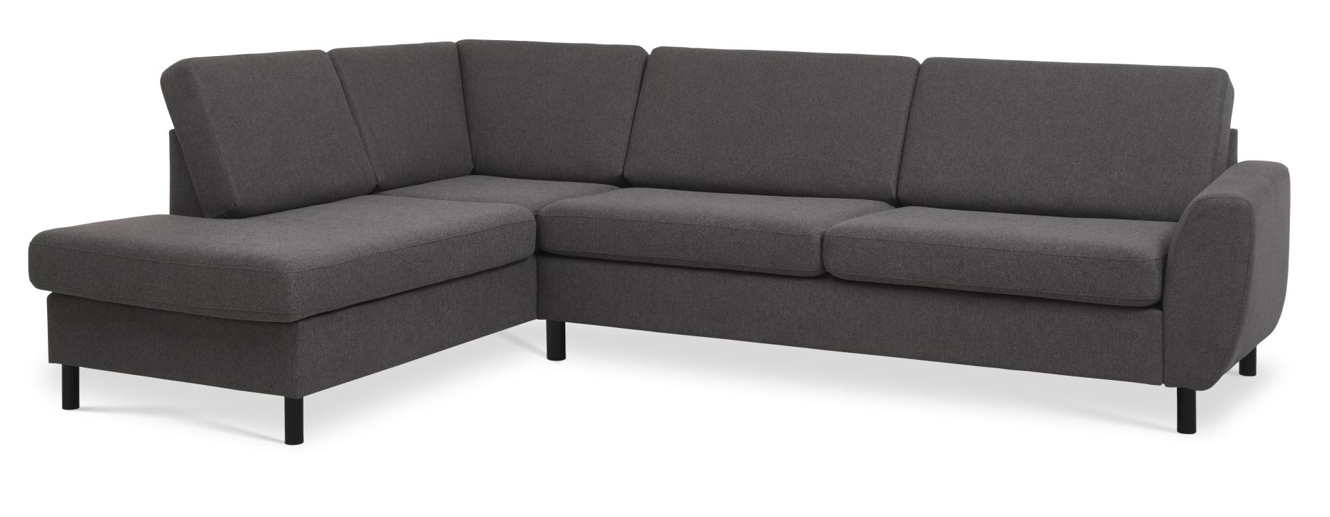 Sort Wendy U-sofa med chaiselong i antracitgrå polyester