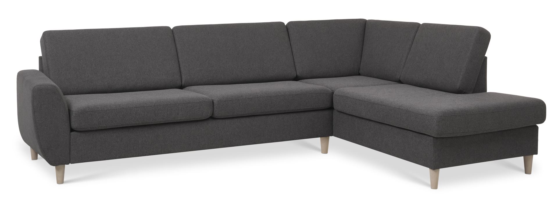 Wendy U-sofa med chaiselong i antracitgrå polyester