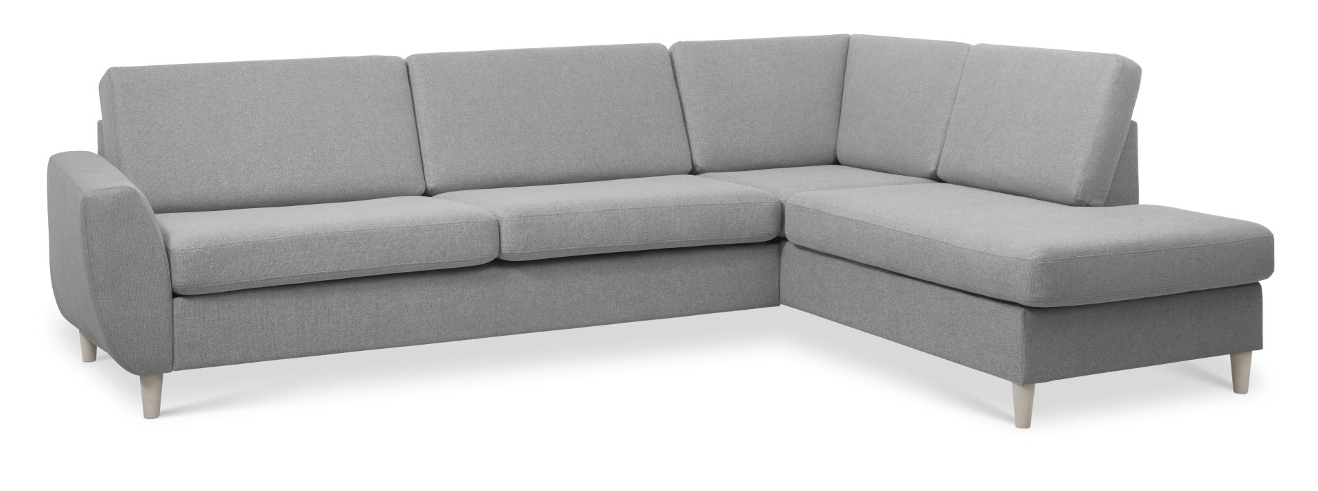 Grå Wendy Set Right Chaiselong Polyester Stof Natur Træ Lexpo Living Sofa - 5715249013616