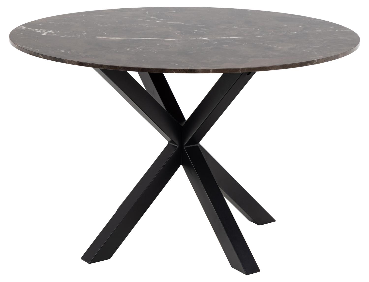 Stilfuldt Rundt Spisebord i Brun Emperador Marmor Ø120 cm