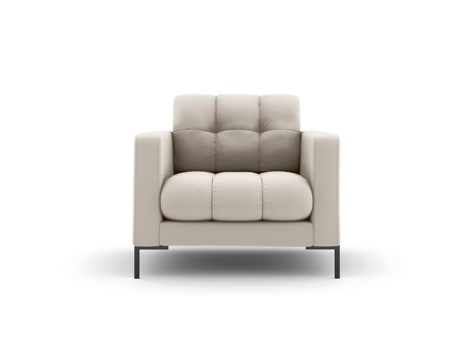 Sort Mamaia Armlæn Sæde Beige Stof Metal Micadoni Lænestol - 5905389649350