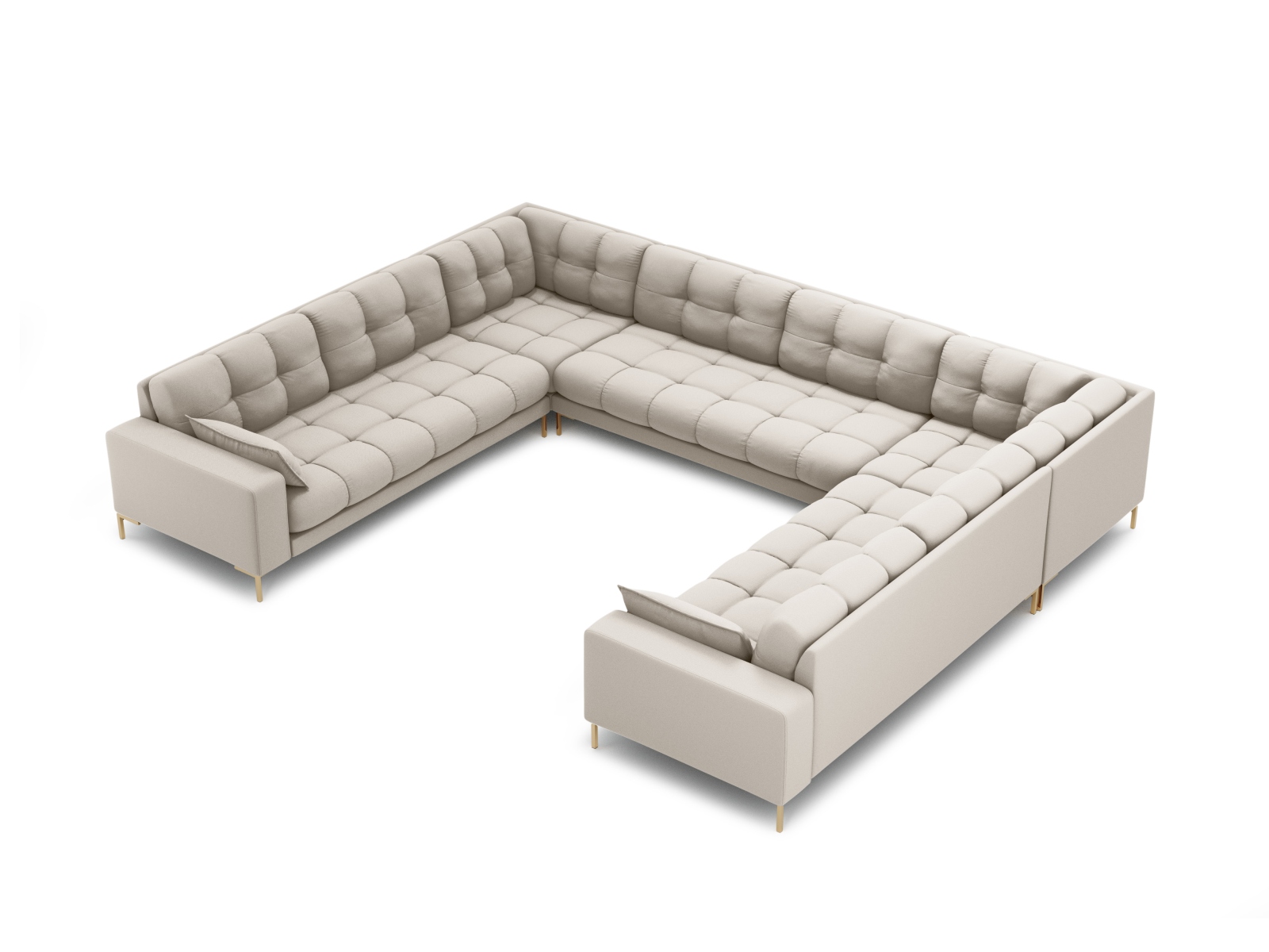 Beige Mamaia Panoramic Sæder Stof Guld Metal Micadoni Sofa - 5905389659977