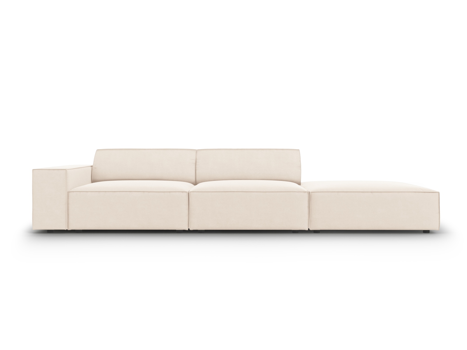 Sort Jodie Højre Sæder Beige Fløjl Plast Micadoni Sofa - 5903614957058