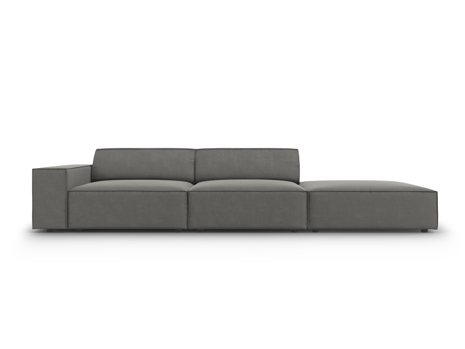 Sort Jodie Sofa med Højre Sæde i Grå Fløjl