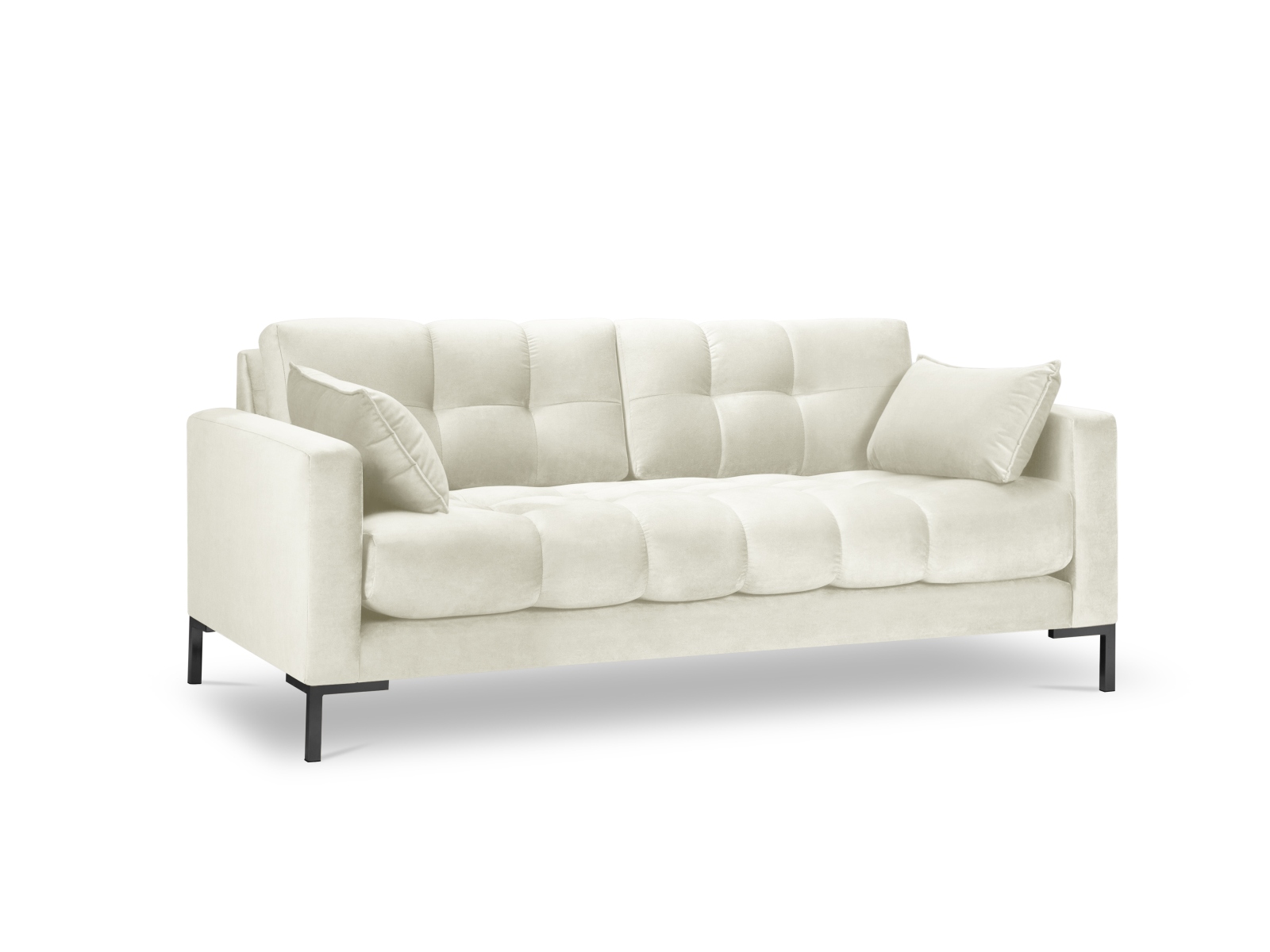 Elegant Mamaia Sofa i Beige Fløjl med Metalstel