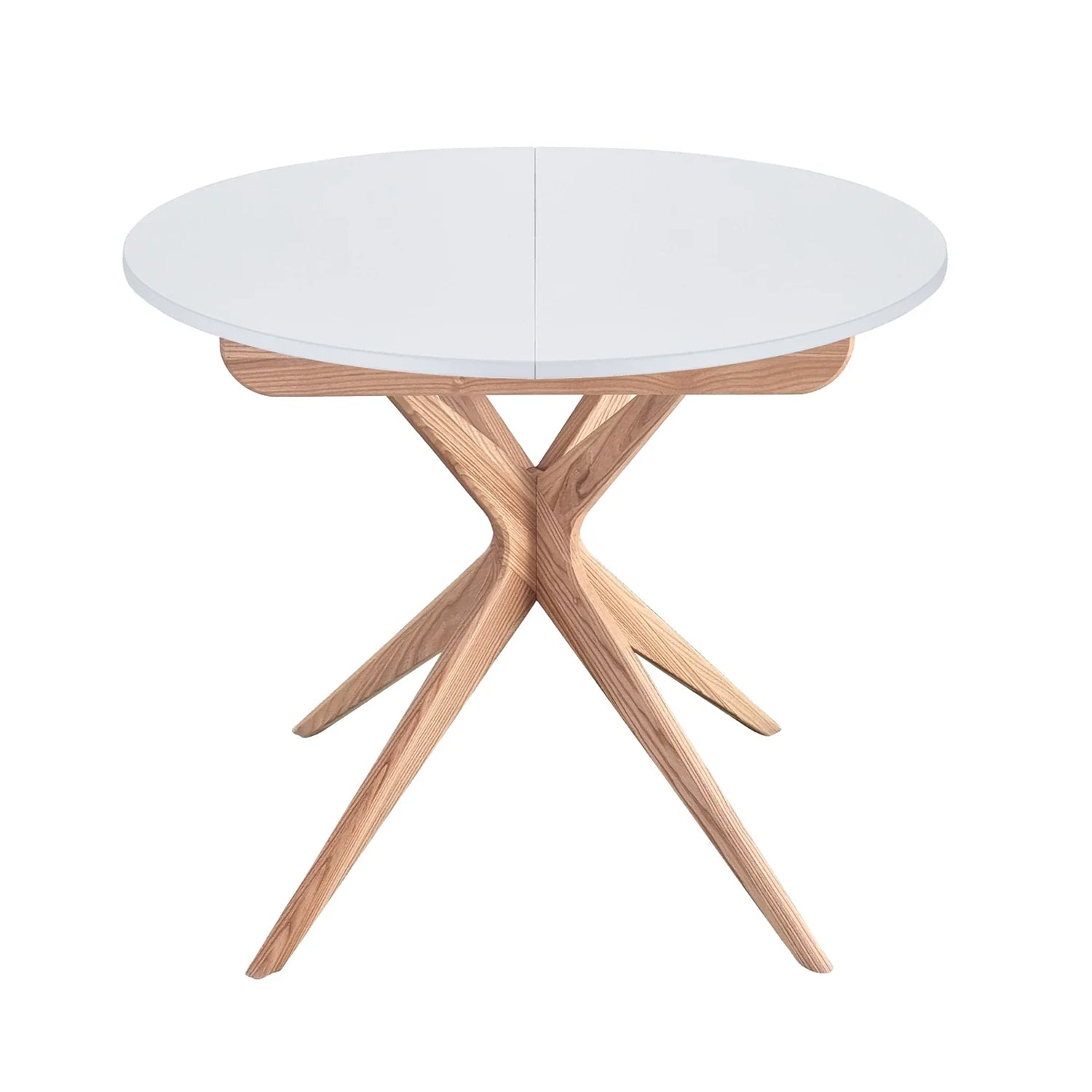 Elegant Hvidt Rundt Spisebord med Udtræk – Hurtig Levering!