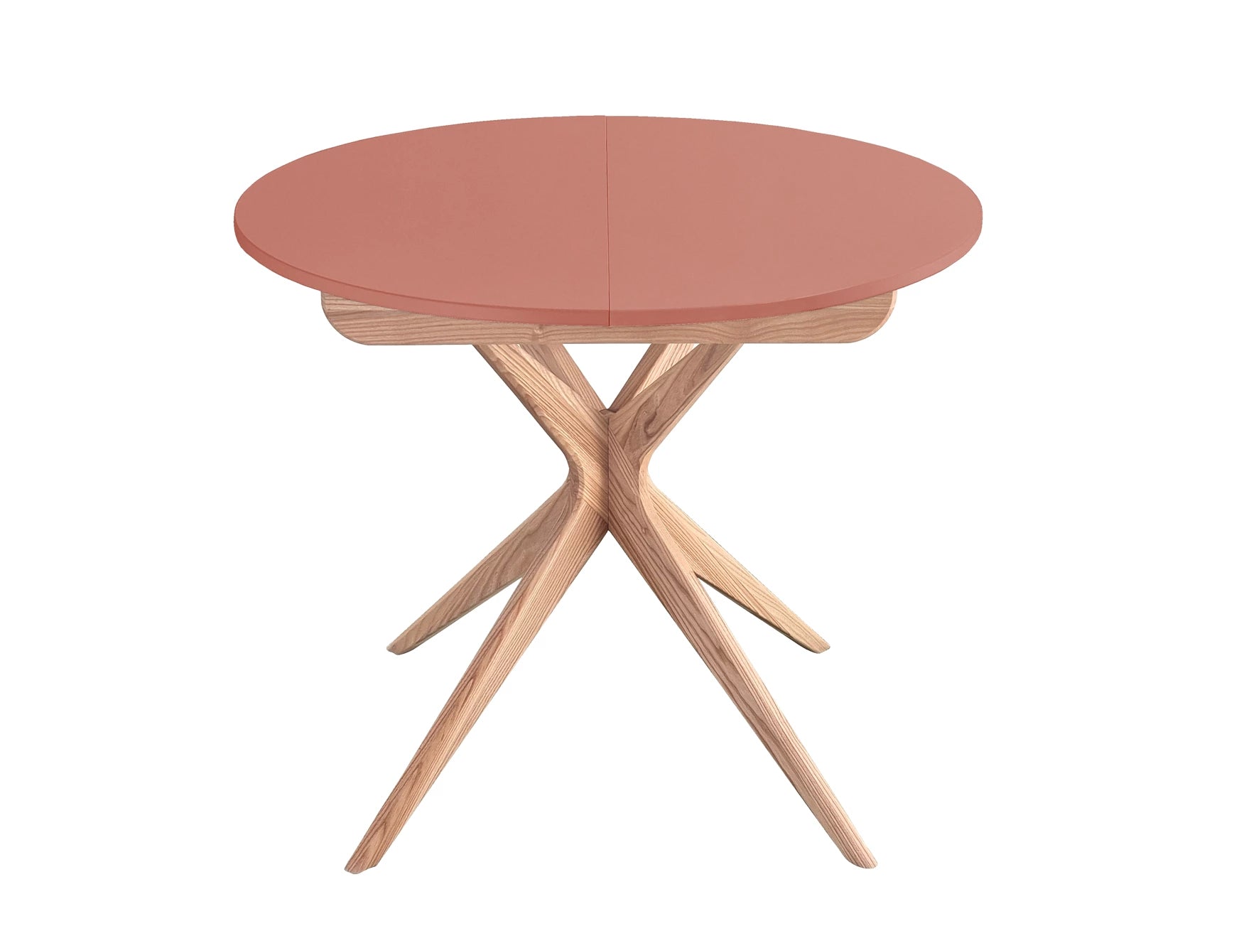 Elegant Antik Pink Rundt Spisebord med Udtræk - 130 cm