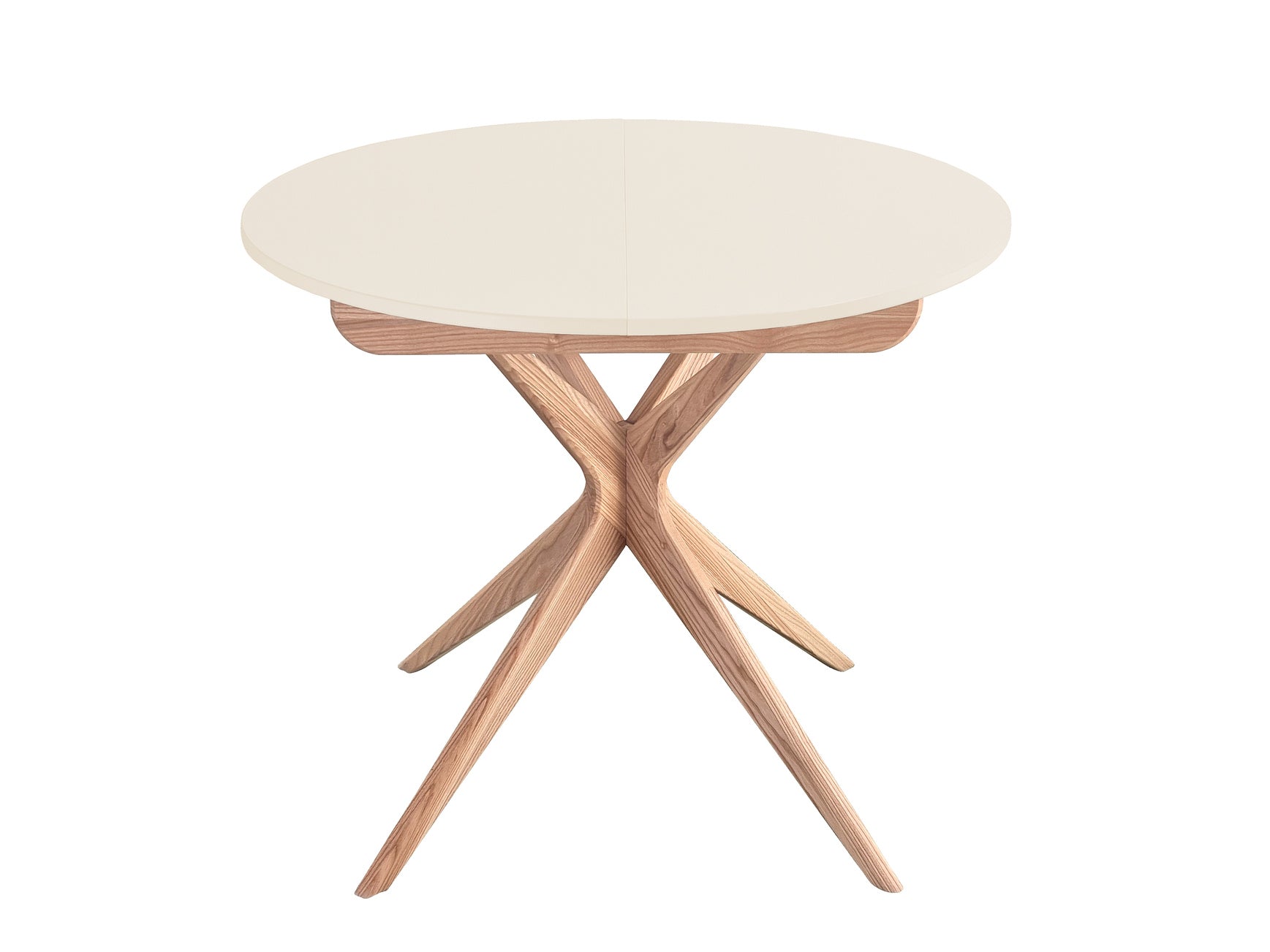 Elegant Hvidt Rundt Spisebord med Udtræk - 130 cm