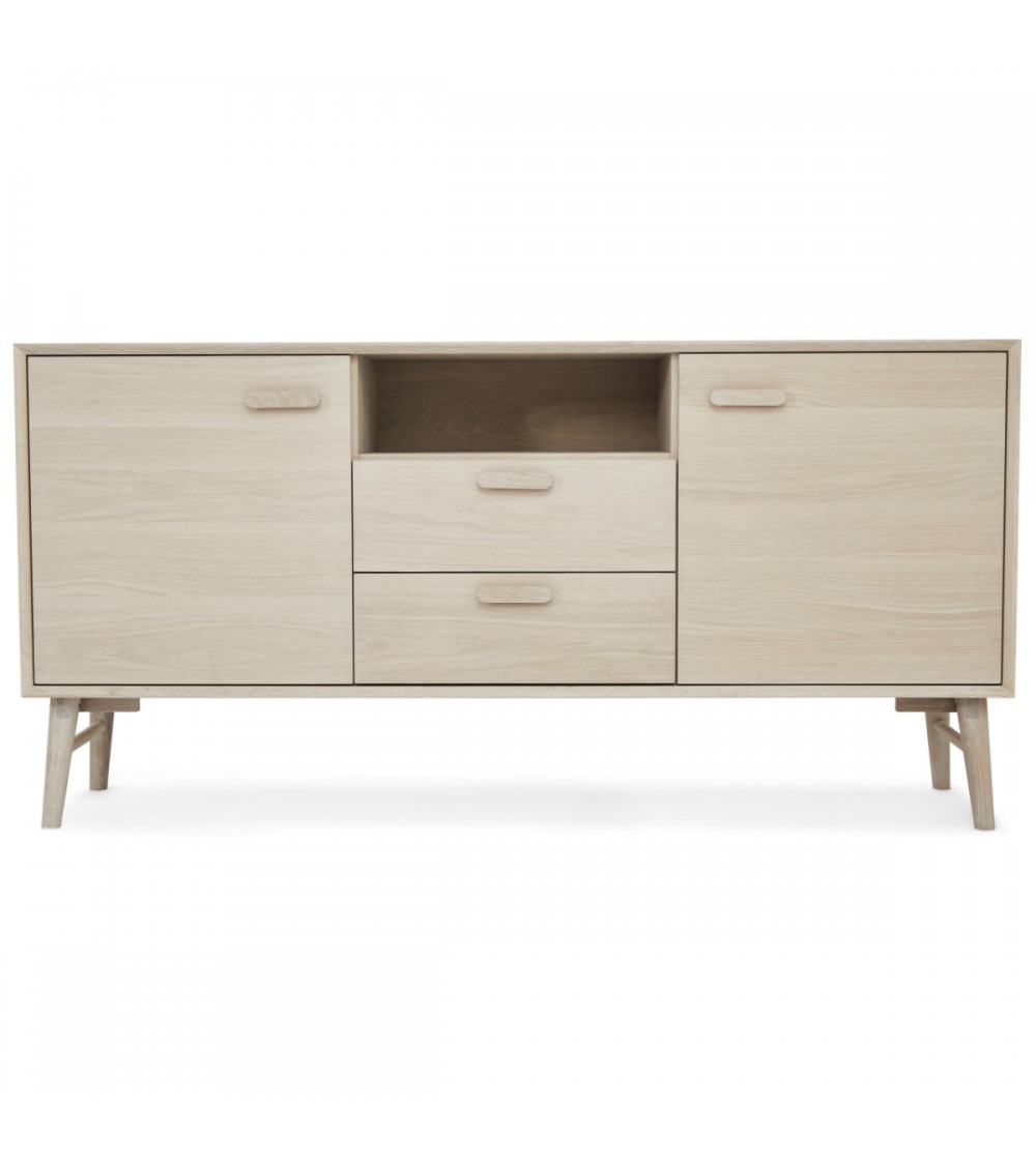 Hvid Porto Låger Hylder Skuffer Rum Olieret Egetræsfinr Træ 160x42 Furnhouse Skænk - 5714365010578