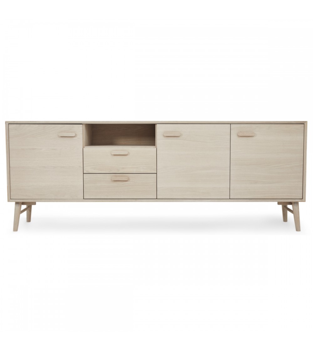Hvid Porto Låger Hylder Skuffer Rum Olieret Egetræsfinr Træ 212x42 Furnhouse Skænk - 5714365010592