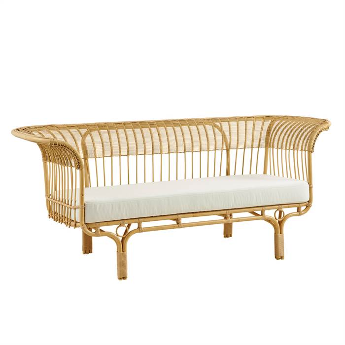 Elegant Hvid Belladonna Sofa i Alu-Rattan med Hynde